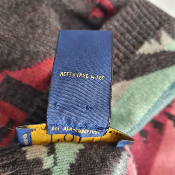 Polo Ralph Lauren Hat Beanie Mens One Size Multicolor Aztec Wool Knit Tribal - Picture 16 of 16